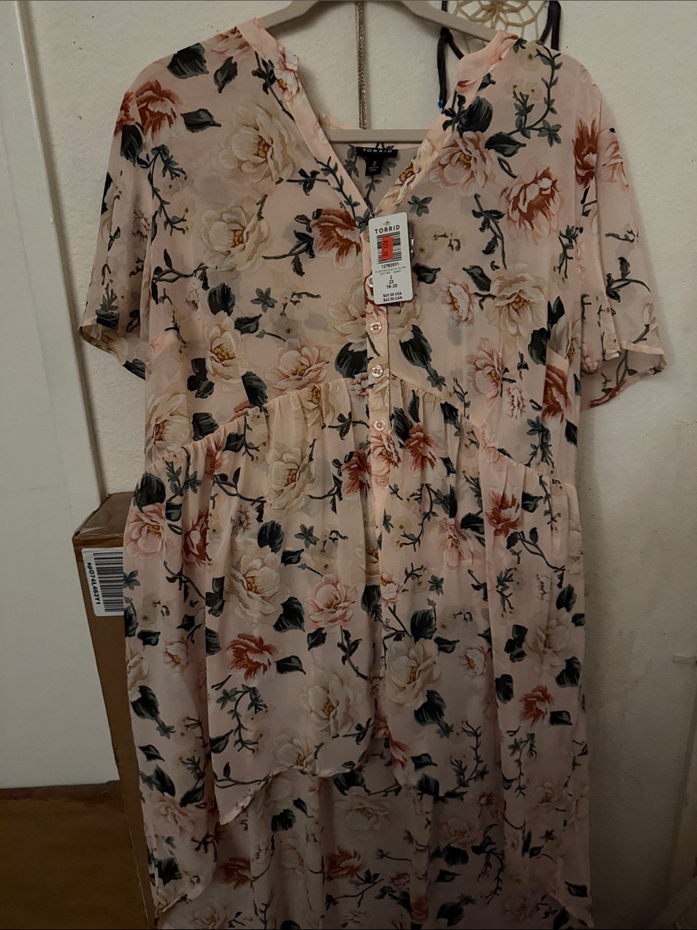 torrid Blush Floral Button-Front Babydoll Dress
